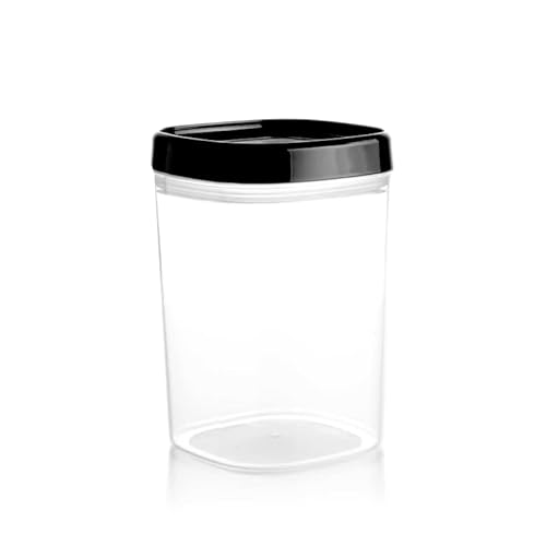 KADAX Vorratsbehälter, transparente Aufbewahrungsbox aus Kunststoff, luftdichte Vorratsdose mit Deckel, Schüttdosen für Mehl, Müsli, Zucker und Nudeln (1000ml, Schwarz) von KADAX