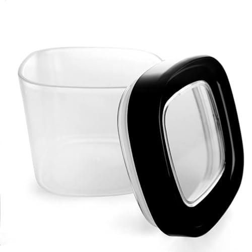 KADAX Vorratsbehälter, transparente Aufbewahrungsbox aus Kunststoff, luftdichte Vorratsdose mit Deckel, Schüttdosen für Mehl, Müsli, Zucker und Nudeln (600ml, Schwarz) von KADAX