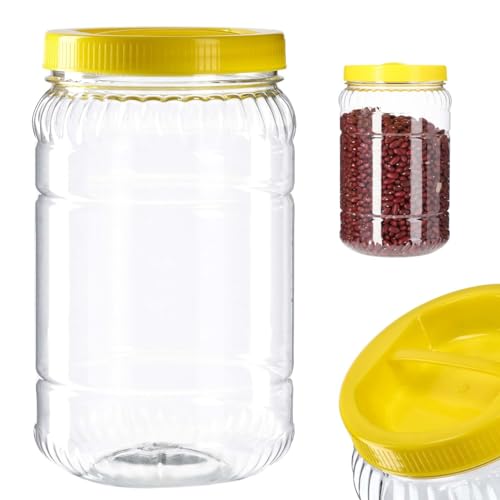 KADAX Vorratsdose mit Deckel, Vorratsbehälter aus Kunststoff, Einweckgefäß mit Griff, Plastikbehälter für Lebensmittel, Aufbewahrungsbox Küche Organizer (Rund 2L) von KADAX