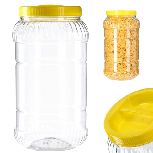 KADAX Vorratsdose mit Deckel, Vorratsbehälter aus Kunststoff, Einweckgefäß mit Griff, Plastikbehälter für Lebensmittel, Aufbewahrungsbox Küche Organizer (Rund 3L) von KADAX