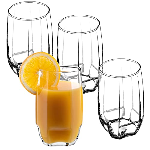 KADAX Wassergläser, 4 Gläser Set, dekoratives Gläserset, transparente Gläser, Saftgläser mit dicken Wänden, Trinkgläser für Wasser, Limonade (420ml 4er Set, Felicia) von KADAX