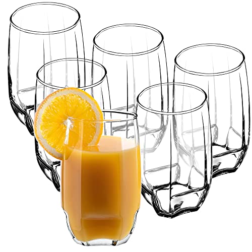 KADAX Wassergläser, 6 Gläser Set, dekoratives Gläserset, transparente Gläser, Saftgläser mit dicken Wänden, Trinkgläser für Wasser, Limonade (420ml 6er Set, Felicia) von KADAX