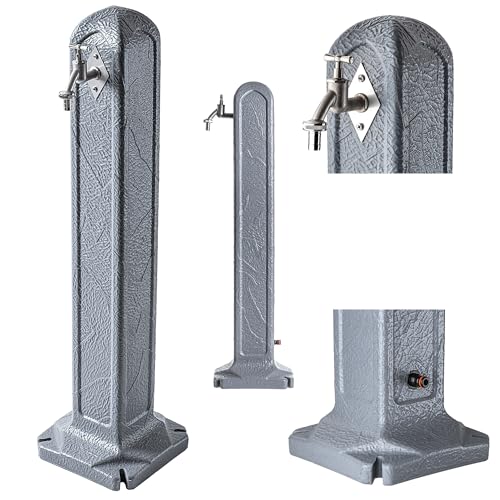 KADAX Wassersäule aus Kunststoff, Gartenwasserhahnsäule, Wasserzapfsäule, Wasserzapfstelle, Garten Säule mit Hahn, Freistehender Wasserhahn (Granit) von KADAX