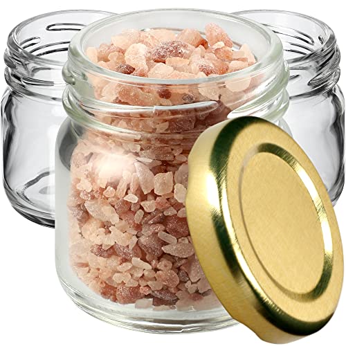 KADAX 20st Mini Gläser 40 ml mit Schraubdeckel fi 43mm, Einmachglas, Gewürzgläser mit Deckel, Sturzglas, Probiergläser, Marmeladengläser, kleine Honiggläser (20 Stück, Gold Deckel) von KADAX