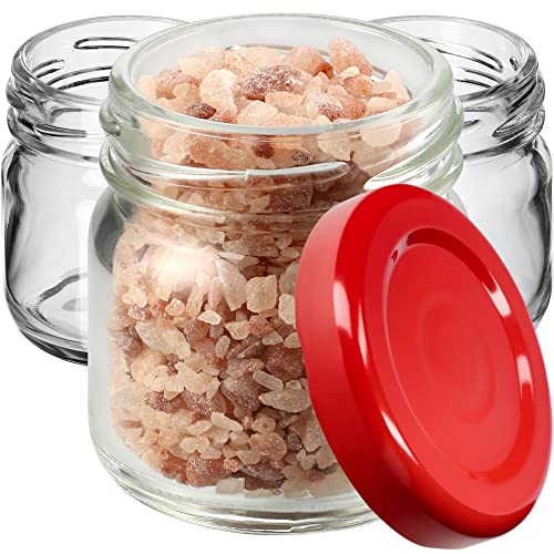 KADAX 50st Mini Gläser 40 ml mit Schraubdeckel fi 43mm, Einmachglas, Gewürzgläser mit Deckel, Sturzglas, Probiergläser, Marmeladengläser, kleine Honiggläser (50 Stück, Rot Deckel) von KADAX
