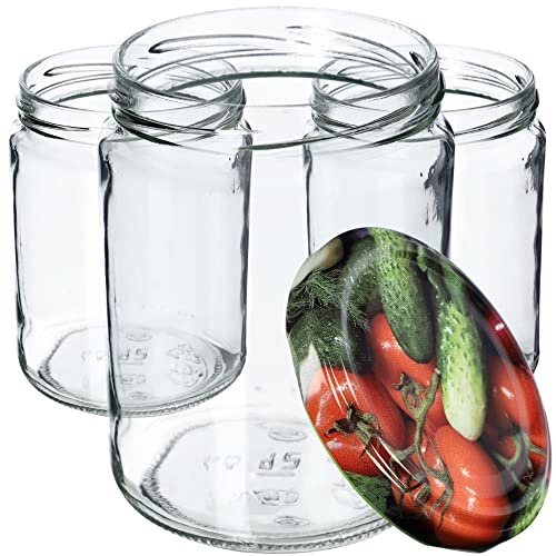 KADAX Konservengläser 540 ml, 8er Set, Rundgläser mit Schraubdeckel Motiv „Gemüse“ – Einmachgläser zum Einlegen, Einkochen oder Aufbewahren von Marmelade, Obst und Gemüse von KADAX