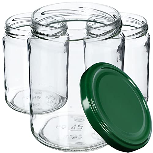 KADAX Weckgläser 540 ml, Einmachglas zum Einlegen, Einkochgläser für Schraubdeckel, Sturzglas, Marmeladenglas, Vorratsglas, Konservenglas, Rundglä-ser (Grün / 48 Stück) von KADAX