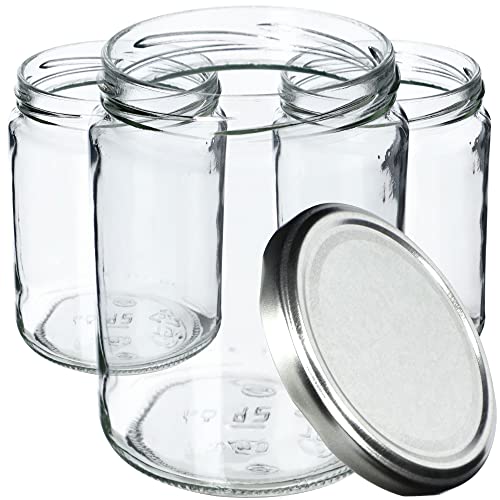 KADAX Weckgläser 540 ml, Einmachglas zum Einlegen, Einkochgläser für Schraubdeckel, Sturzglas, Marmeladenglas, Vorratsglas, Konservenglas, Rundglä-ser (Silber / 16 Stück) von KADAX