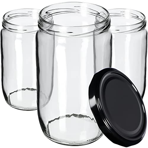 KADAX Weckgläser 720 ml, Einmachglas zum Einlegen, Einkochgläser für Schraubdeckel, Sturzglas, Marmeladenglas, Vorratsglas, Konservenglas, Rundgläser (Schwarz / 24 Stück) von KADAX