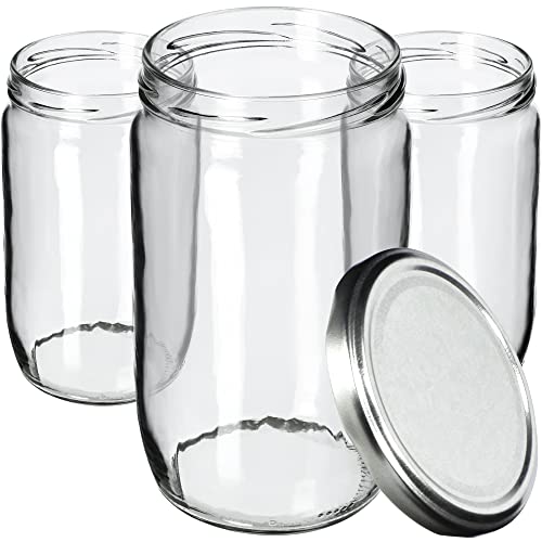 KADAX Weckgläser 720 ml, Einmachglas zum Einlegen, Einkochgläser für Schraubdeckel, Sturzglas, Marmeladenglas, Vorratsglas, Konservenglas, Rundgläser (Silber / 8 Stück) von KADAX