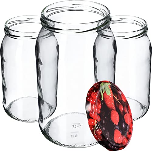 KADAX Weckgläser 900 ml, Sturzglas zum Einlegen, Einkochgläser für Schraubdeckel, Einmachglas verwendbar als Marmeladenglas, Vorratsglas, Konservenglas (24 Stück, Beeren) von KADAX