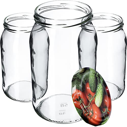KADAX Weckgläser 900 ml, Sturzglas zum Einlegen, Einkochgläser für Schraubdeckel, Einmachglas verwendbar als Marmeladenglas, Vorratsglas, Konservenglas (8 Stück, Gemüse) von KADAX