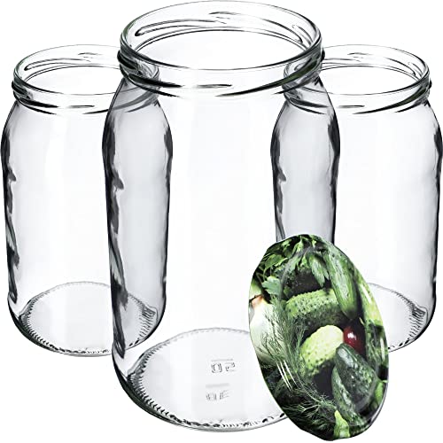 KADAX Weckgläser 900 ml, Sturzglas zum Einlegen, Einkochgläser für Schraubdeckel, Einmachglas verwendbar als Marmeladenglas, Vorratsglas, Konservenglas (8 Stück, Gurken) von KADAX