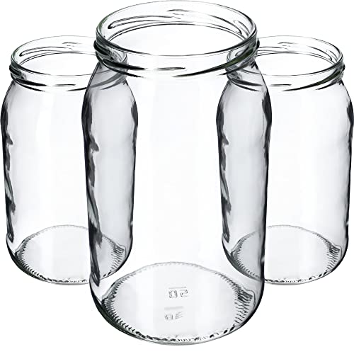 KADAX Weckgläser 900 ml, Sturzglas zum Einlegen, Einkochgläser für Schraubdeckel, Einmachglas verwendbar als Marmeladenglas, Vorratsglas, Konservenglas (8 Stück, Ohne Deckel) von KADAX