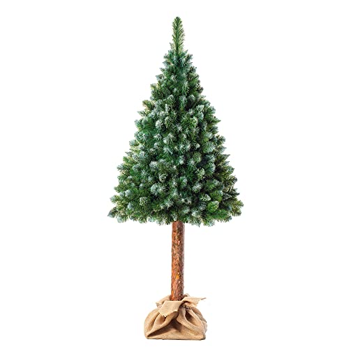 KADAX künstlicher Weihnachtsbaum 180 cm, Kiefer Tannenbaum mit Naturstamm und schneebedeckten Spitzen, Christbaum aus PVC mit stabilem Ständer, Weihnachtsdeko (Anni 180cm) von KADAX