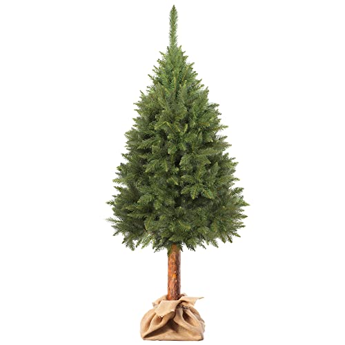 KADAX künstlicher Weihnachtsbaum 160 cm, Fichte Tannenbaum mit Naturstamm und schneebedeckten Spitzen, Christbaum aus PVC mit stabilem Ständer, Weihnachtsdeko (Carla 160cm) von KADAX
