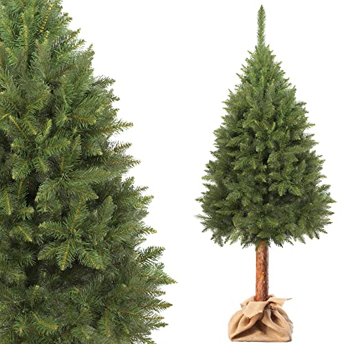 KADAX Weihnachtsbaum, künstlicher Christbaum 220 cm aus PVC-Kunststoff, Fichte mit Stamm, Ø ca. 110 cm Baum mit 42 Zweigen und 11 Baumkronen, Tannenbaum, Weihnachtsdekobaum (Elfenhut 220 cm) von KADAX