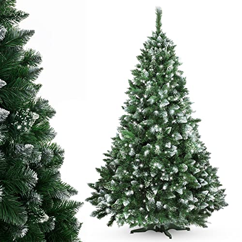 KADAX Weihnachtsbaum, künstlicher Christbaum aus PVC-Kunststoff, Tannenbaum mit Ständer, Kunstbaum mit Schneeenden, Baum mit 47 Zweigen und 12 Baumkronen (Morgen Moos 180cm) von KADAX