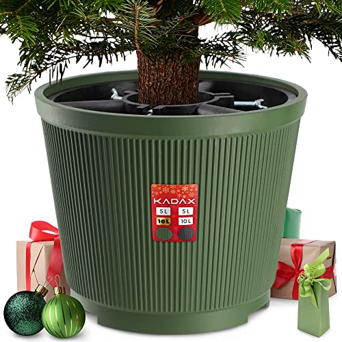 KADAX Weihnachtsbaumständer, Christbaumständer aus recycelten Kunststoff, Tannenbaumständer für einen echten Baum, Ständer für einen Weihnachtsbaum (Baumhöhe bis 250cm / Grün) von KADAX