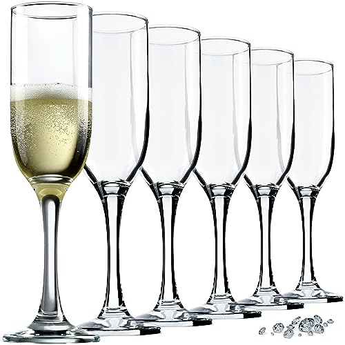 KADAX Weingläser, spülmaschinenfeste Weinkelche, Hochwertige und Elegante Gläser für Rot- und Weißwein, Weinglas auf langem Stil, Kelchgläser zum Servieren (6x210ml, Für Sekt) von KADAX