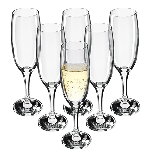 KADAX Weingläser, spülmaschinenfeste Weinkelche, Hochwertige und Elegante Gläser für Rot und Weißwein, Weinglas auf langem Stil, Kelchgläser zum Servieren (6x220ml, für Sekt) von KADAX
