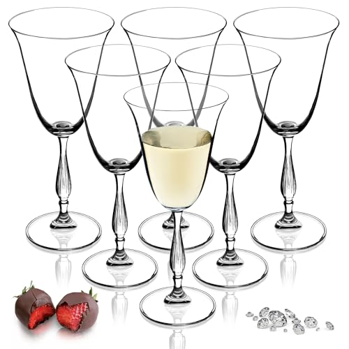 Weingläser aus Kristallglas, 6er Set, 250ml, hochwertige Qualität, Weinkelch mit hohem Stiel, für zu Hause, Party, Elegante Weißweingläser, schöne Rotweingläser von KADAX