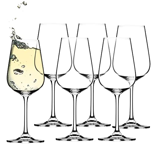 KADAX Weißweingläser aus Kristallglas, 6er Set, 360ml, Weingläser mit langem Stiel, elegante und schlichte Weißweinkelche für zu Hause, Party, hochwertige Qualität von KADAX
