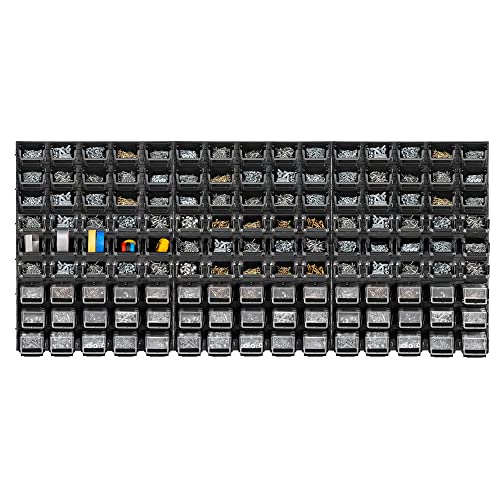 KADAX Werkzeugwandregal Groß, 174x78cm Lagersystem aus robustem Kunststoff, UV-Resistentes Modul-System, Erweiterbare Wandplatten, Werkstattregal für Garage (Schwarz, 135 TLG. V2) von KADAX