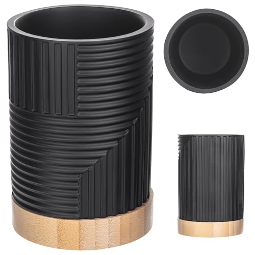 KADAX Zahnputzbecher für Badezimmer, Zahnbürstenhalter für Zahnbürste und Zahnpasta, Dekorativer Zahnbürstenbecher, Moderner Badezimmer-Becher (Schwarz Oval) von KADAX