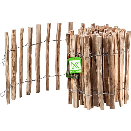 KADAX Zaun aus Hasel, Staketenzaun aus Haselnuss, Gartenzaun in verschiedenen Größen, witterungsbeständige Staketen, Holzzaun für Garten, Naturprodukt ((4-6cm) 60x500cm) von KADAX