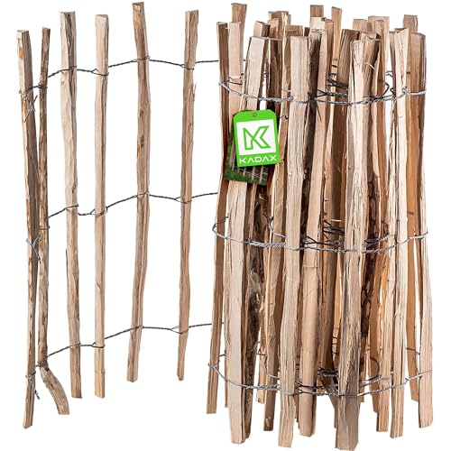 KADAX Zaun aus Hasel, Staketenzaun aus Haselnuss, Gartenzaun in verschiedenen Größen, witterungsbeständige Staketen, Holzzaun für Garten, Naturprodukt ((7-9cm) 100x500cm) von KADAX