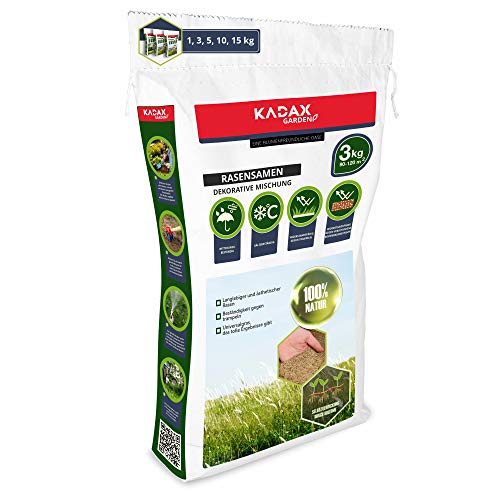 KADAX Ziergras, 120 m², Ziergrassaatgut, Grassaatgut, Rasenmischung, Grassamen, Rasensaat, wirksames Saatgut, Rasensaatmischung, Gras, Saatgutmischung (3 kg) von KADAX