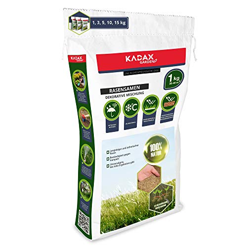 KADAX Ziergras, 40 m², Ziergrassaatgut, Grassaatgut, Rasenmischung, Grassamen, Rasensaat, wirksames Saatgut, Rasensaatmischung, Gras, Saatgutmischung (1 kg) von KADAX