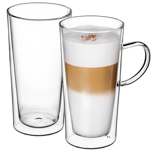 KADAX doppelwandige Gläser 2er Set, 470ml, aus Borosilikatglas mit Henkel und Schwebeeffekt – Trinkgläser für Kaffee, Tee, Saft, Wasser & mehr KADAX doppelwandige Gläser 2er Set, 470ml, aus Borosilikatglas mit Henkel und Schwebeeffekt – Trinkgläser für Kaffee, Tee, Saft, Wasser & mehr von KADAX