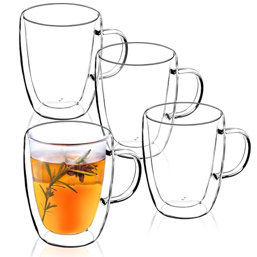 KADAX doppelwandige Glas Tasse, Glas mit Griff, 270ml, Trinkglas für Saft, Tee, Kaffee, Drink, Wasser, Eistee, Cappuccino, Universalglas, Teeglas, hochwertige Qualität (4) von KADAX