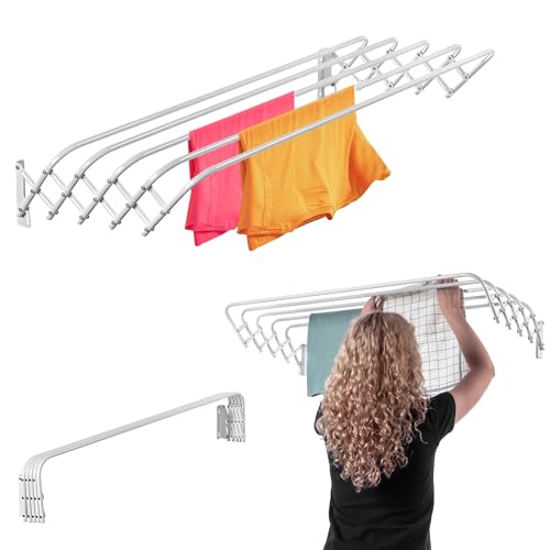 KADAX klappbarer Wäscheständer für Waschraum, platzsparender Wäschetrock-ner aus Metall, ausziehbare Akkordeonwand, Kleiderbügel für Innenbereich (100cm) von KADAX