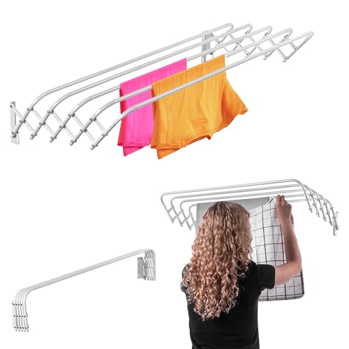 KADAX klappbarer Wäscheständer für Waschraum, platzsparender Wäschetrock-ner aus Metall, ausziehbare Akkordeonwand, Kleiderbügel für Innenbereich (80cm) von KADAX