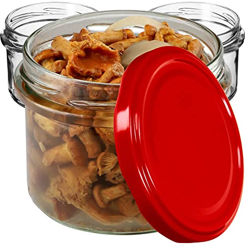 KADAX 50st Einmachgläser mit Schraubdeckel, 235 ml Gläser fi82, Einmachglas Klein, Marmeladengläser mit Deckel, Luftdichte Gläschen zum Verschenken, Schraubgläser (Rot) von KADAX