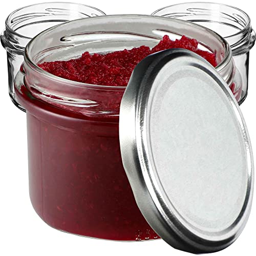 KADAX kleine Einmachgläser 235 ml, Gläser fi82, Minigläser für Honig und Ge-würze, Marmeladengläser mit Deckel, Luftdichte Gläschen zum Verschenken (Silber 100 Stück) von KADAX