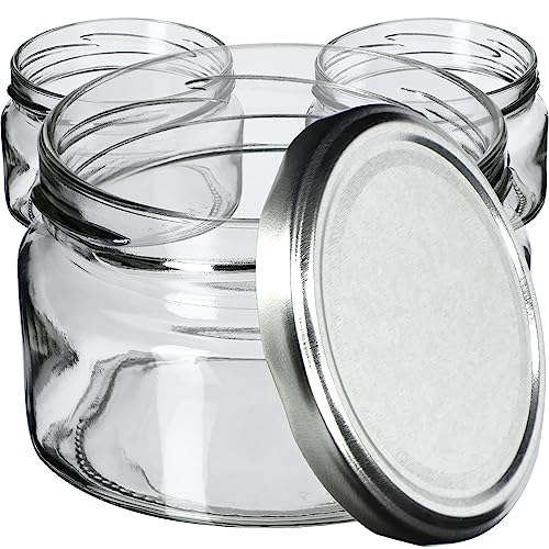 KADAX kleine Einmachgläser 250 ml, Marmeladengläser mit Deckel, Luftdichte Gläschen zum Verschenken, Minigläser für Honig und Gewürze (10 Stück, Silber) von KADAX