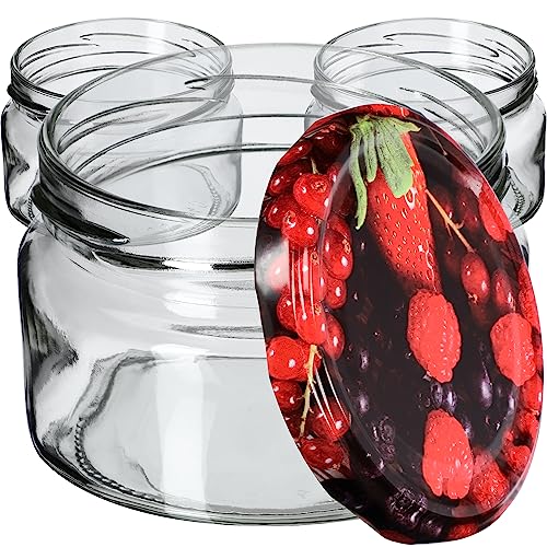 KADAX kleine Einmachgläser 250 ml, Marmeladengläser mit Deckel, Luftdichte Gläschen zum Verschenken, Minigläser für Honig und Gewürze (100 Stück, Beeren) von KADAX