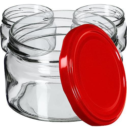 KADAX kleine Einmachgläser 250 ml, Marmeladengläser mit Deckel, Luftdichte Gläschen zum Verschenken, Minigläser für Honig und Gewürze (100 Stück, Rot) von KADAX