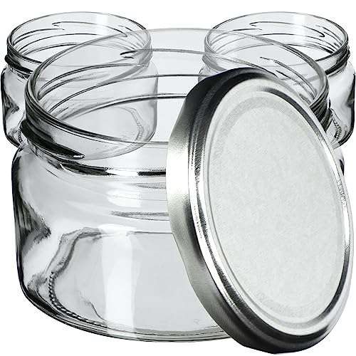 KADAX kleine Einmachgläser 250 ml, Marmeladengläser mit Deckel, Luftdichte Gläschen zum Verschenken, Minigläser für Honig und Gewürze (100 Stück, Silber) von KADAX