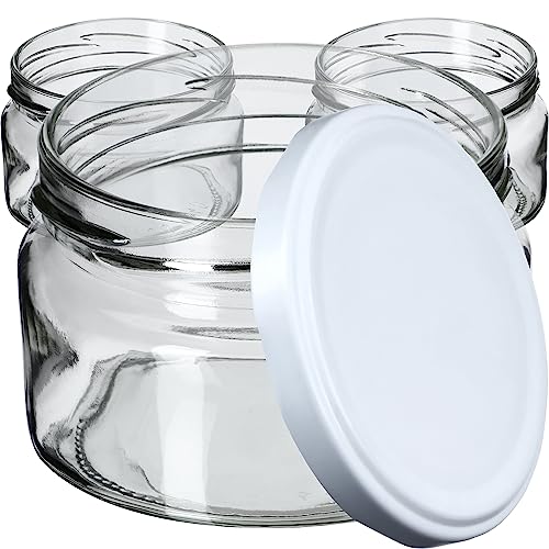KADAX kleine Einmachgläser 250 ml, Marmeladengläser mit Deckel, Luftdichte Gläschen zum Verschenken, Minigläser für Honig und Gewürze (20 Stück, Weiß) von KADAX