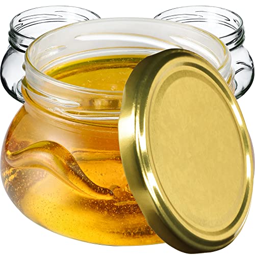 KADAX kleine Einmachgläser 300 ml, Miniaturgläser für Honig und Gewürze, Marmeladengläser mit Deckel, Luftdichte Gläschen zum Verschenken (Gold 100 Stück) von KADAX