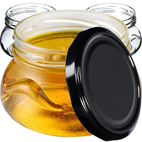 KADAX kleine Einmachgläser 300 ml, Miniaturgläser für Honig und Gewürze, Marmeladengläser mit Deckel, Luftdichte Gläschen zum Verschenken (Schwarz 20 Stück) von KADAX
