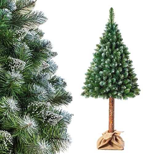 KADAX künstlicher Weihnachtsbaum auf einem Stamm 160 cm, Kiefer Tannenbaum Ø ca. 70 cm mit schneebedeckten Spitzen, 20 Zweigen und 8 Baumkronen, Christbaum aus PVC mit Ständer (Diamantträume 160cm) von KADAX