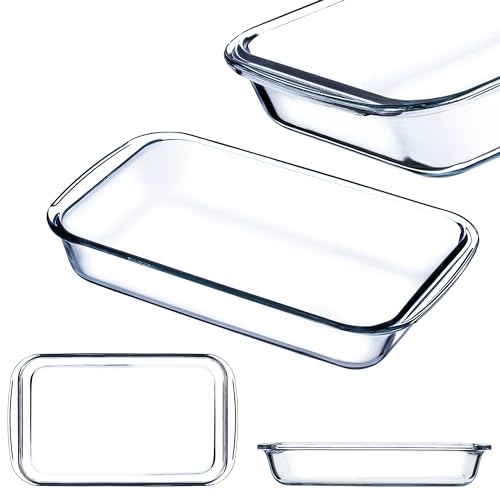 KADAX rechteckige Auflaufform aus hitzebeständigem Glas, Spülmaschinenfeste Gasbackformen, Geschirr zum Braten, Glasauflaufform für Lasagne, Kuchen (Transparent 1,5L) … von KADAX