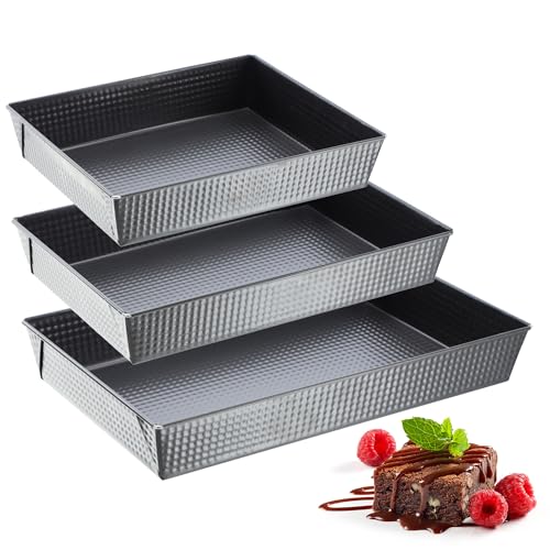 KADAX rechteckige Backform, Backblech in 3 Größen, hohe Blechränder für Kuchen, Toastbrot, Käsekuchen, Brownie, pflegeleichte Kastenform, Wärmeverteilung (Schwarz, 3-er Set) von KADAX