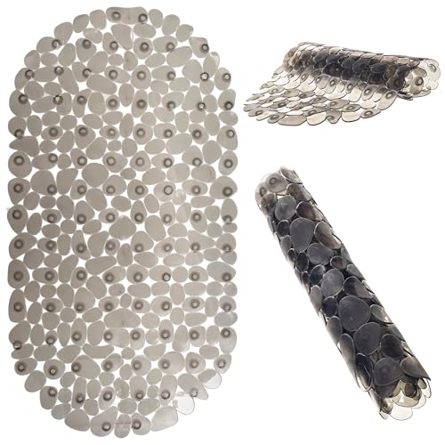 KADAX rutschfeste Badewannenmatte, 67 x 36 cm, Duschmatte aus PVC mit Saugnäpfen zur sicheren Befestigung, Antirutschmatte für Badewanne und Dusche (Grau) von KADAX